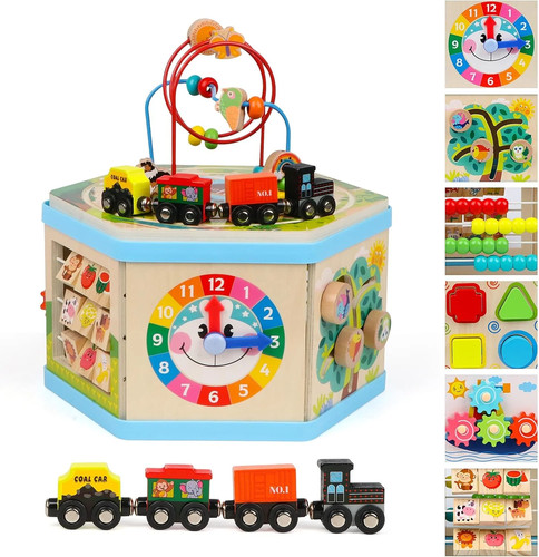 Wooden activity cube 1 - cube, 9-in-1