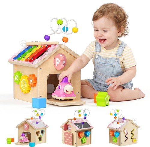 Wooden activity cube - wooden,