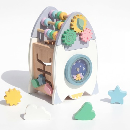 Wooden space toys for baby - wooden,