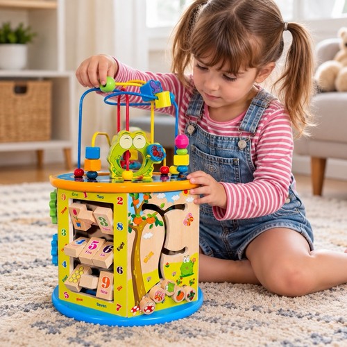 Wooden activity cube 1 - wooden,