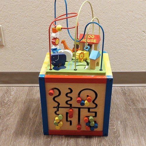 Wooden activity cube - toy,, bead