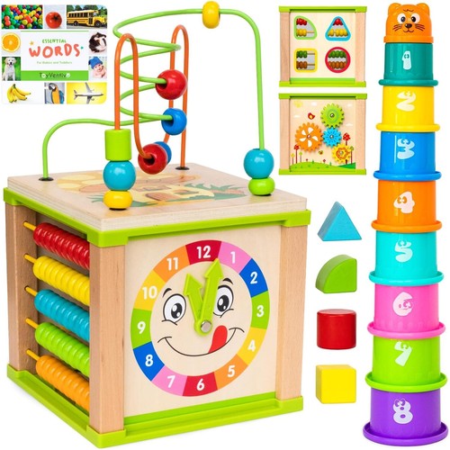 Wooden activity cube - wooden,