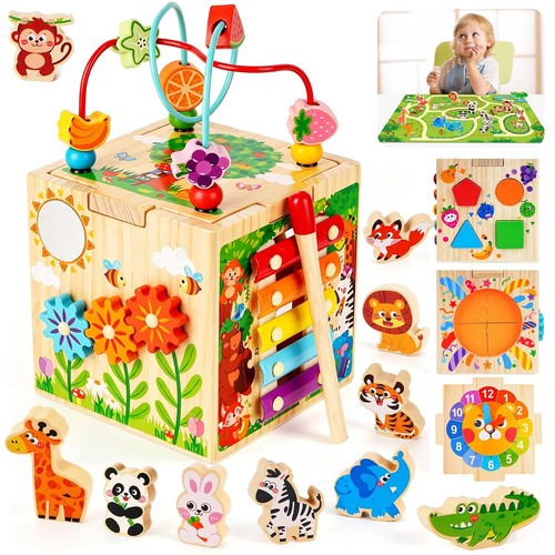 Wooden activity cube toddler - activity,