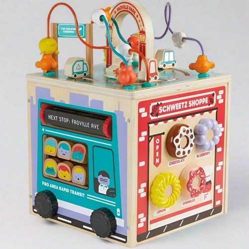 Busy city wooden - activity, cube