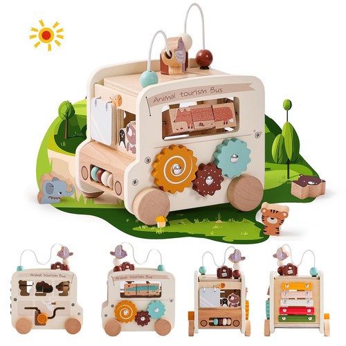 Wooden activity cube - activity, 8-in-1