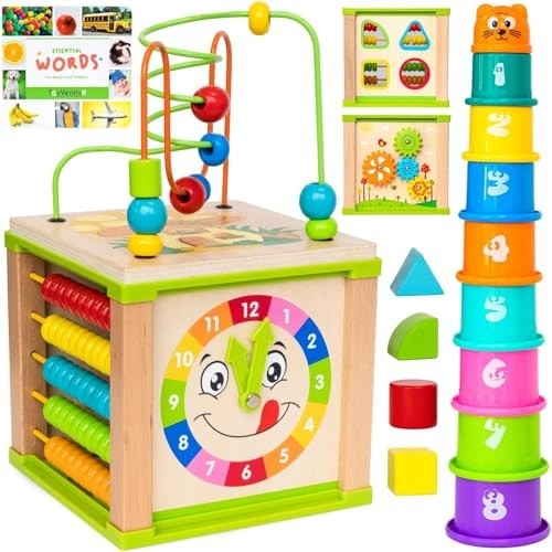Wooden activity cube - wooden,