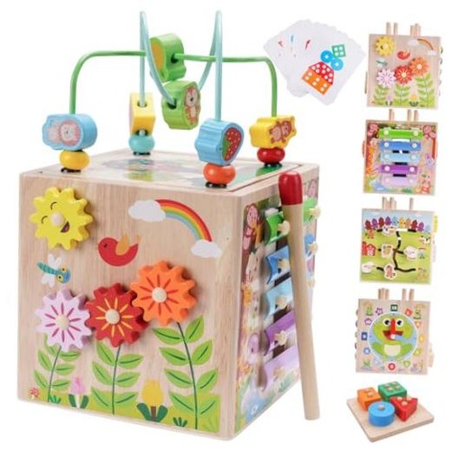 Wooden activity cube - wooden, |