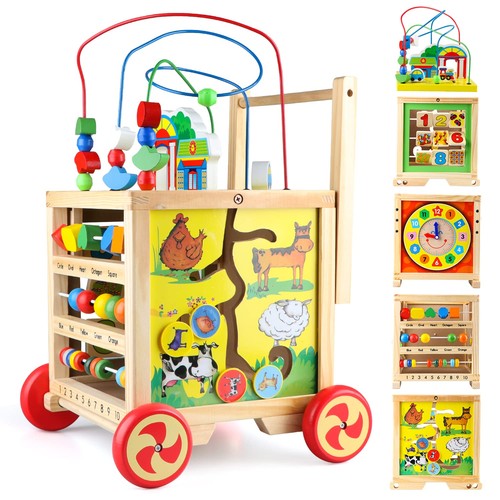 Wooden activity cube - in, 1