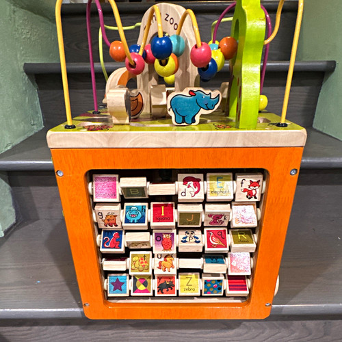 Wooden activity cube bead - wooden,