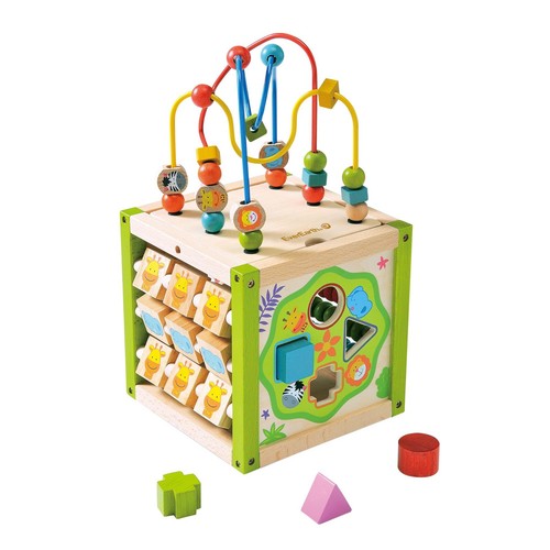 Wooden activity cube with bead - wooden,